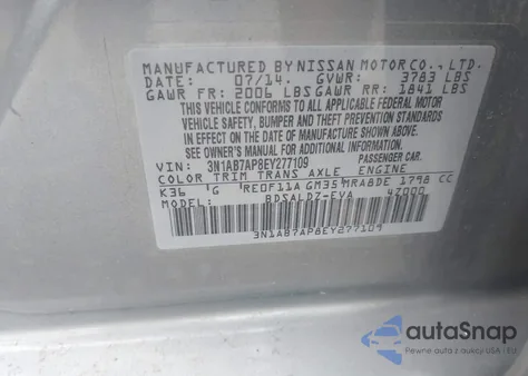 2014 Nissan Sentra Sv from USA, damaged, VIN 3N1AB7AP8EY277109